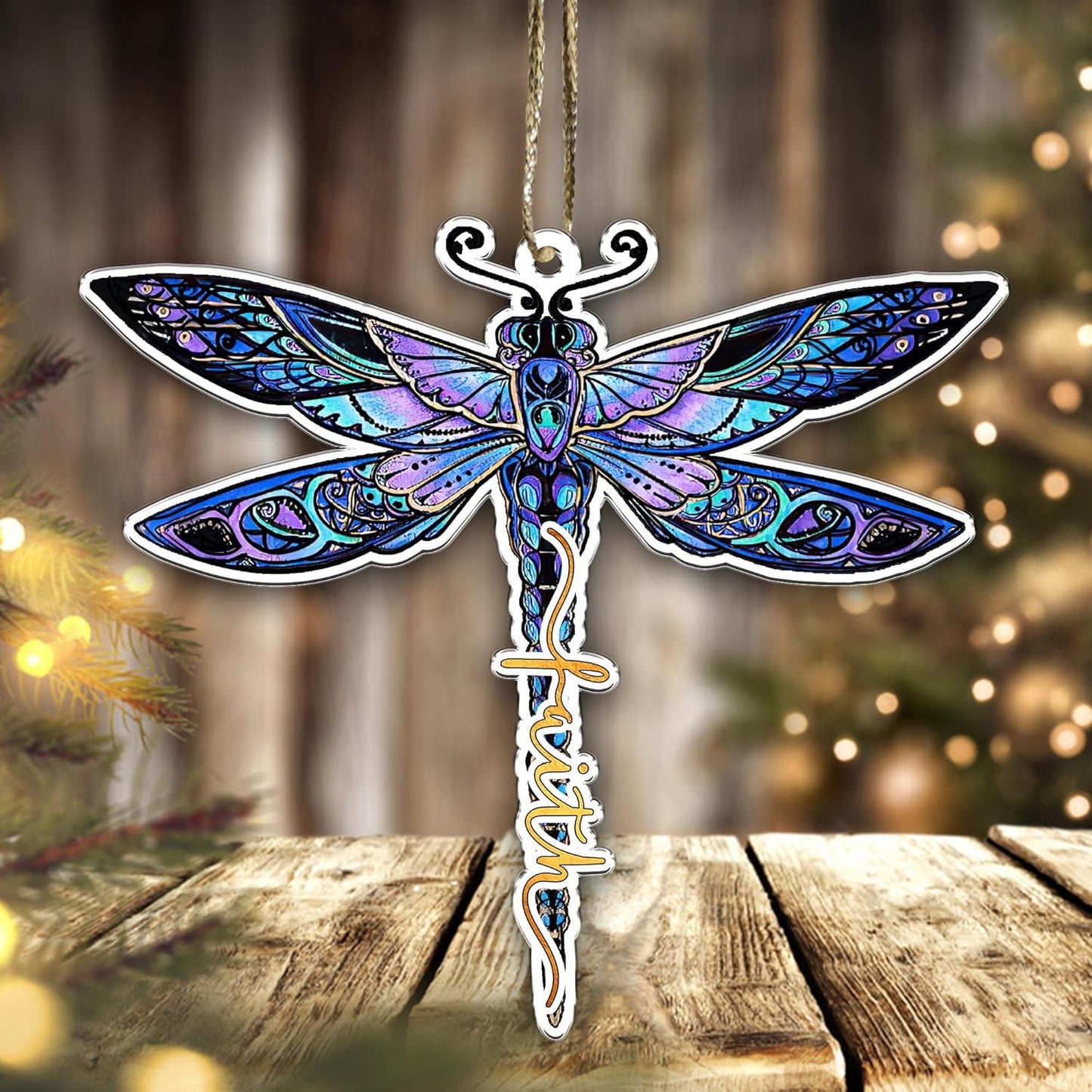 1 Pcs 2 Side Printed - Faith Jesus Tree Ornament Dragonfly Hanging Ornaments Christian Lovers Gifts Mother'S Day Father'S Birthday for Car