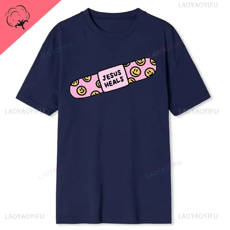 Kawaii Jesus Bandage Print Modal T Shirt Fashion Casual Men Women Cotton Short-Sleev Humor O-Neck Cool Shirt