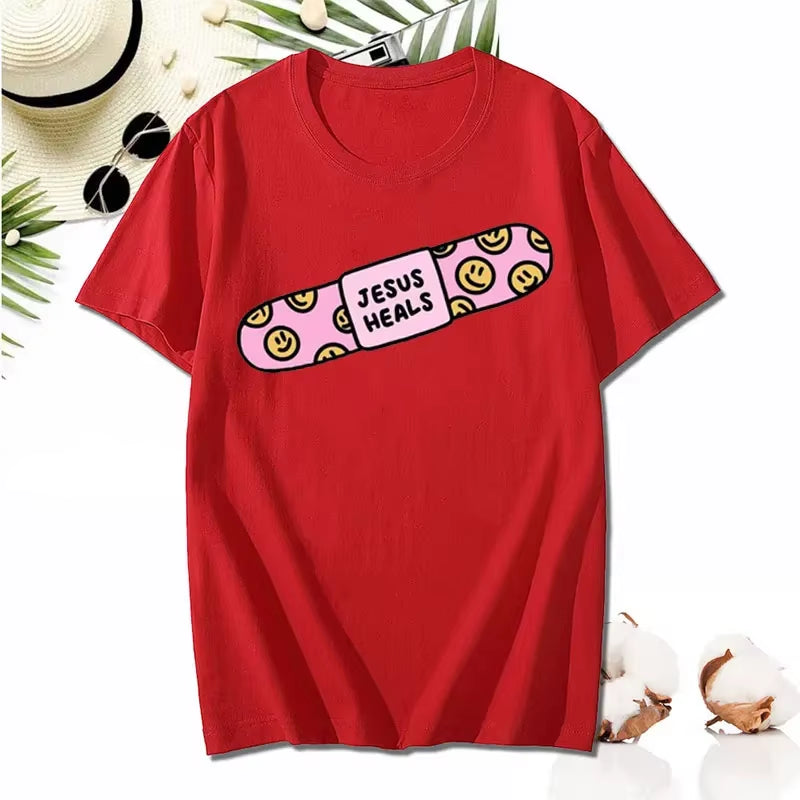 Kawaii Jesus Bandage Print Modal T Shirt Fashion Casual Men Women Cotton Short-Sleev Humor O-Neck Cool Shirt
