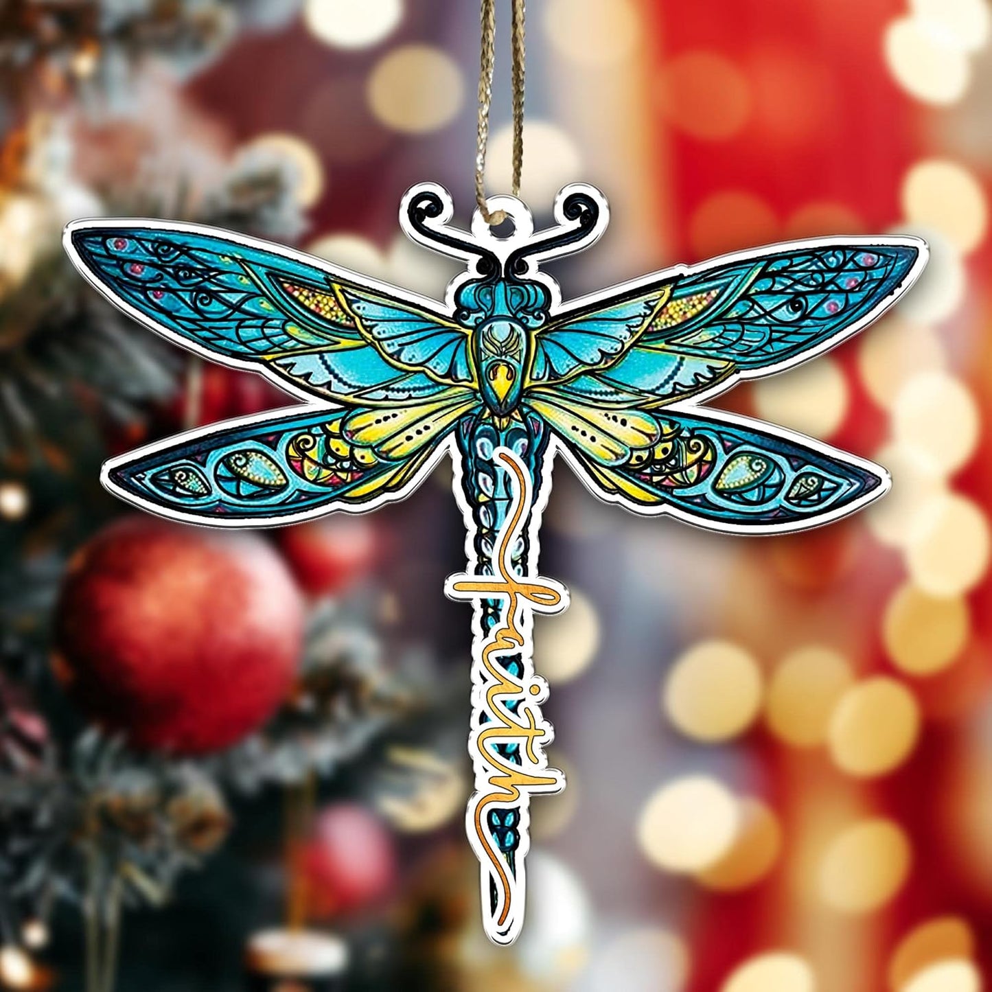1 Pcs 2 Side Printed - Dragonfly Christmas Tree Hanging Ornaments - Mother'S Day - Father'S Day - Birthday Gifts for Dragonfly Lovers - Car Hanging Ornaments Dragonfly 5