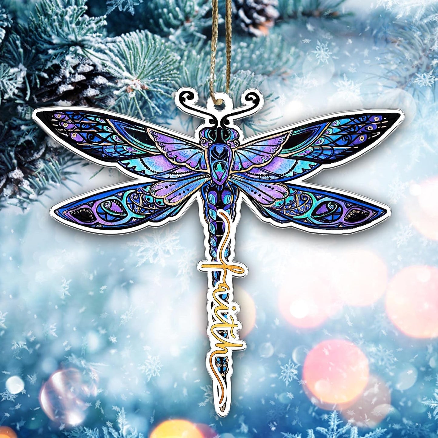 1 Pcs 2 Side Printed - Faith Jesus Tree Ornament Dragonfly Hanging Ornaments Christian Lovers Gifts Mother'S Day Father'S Birthday for Car