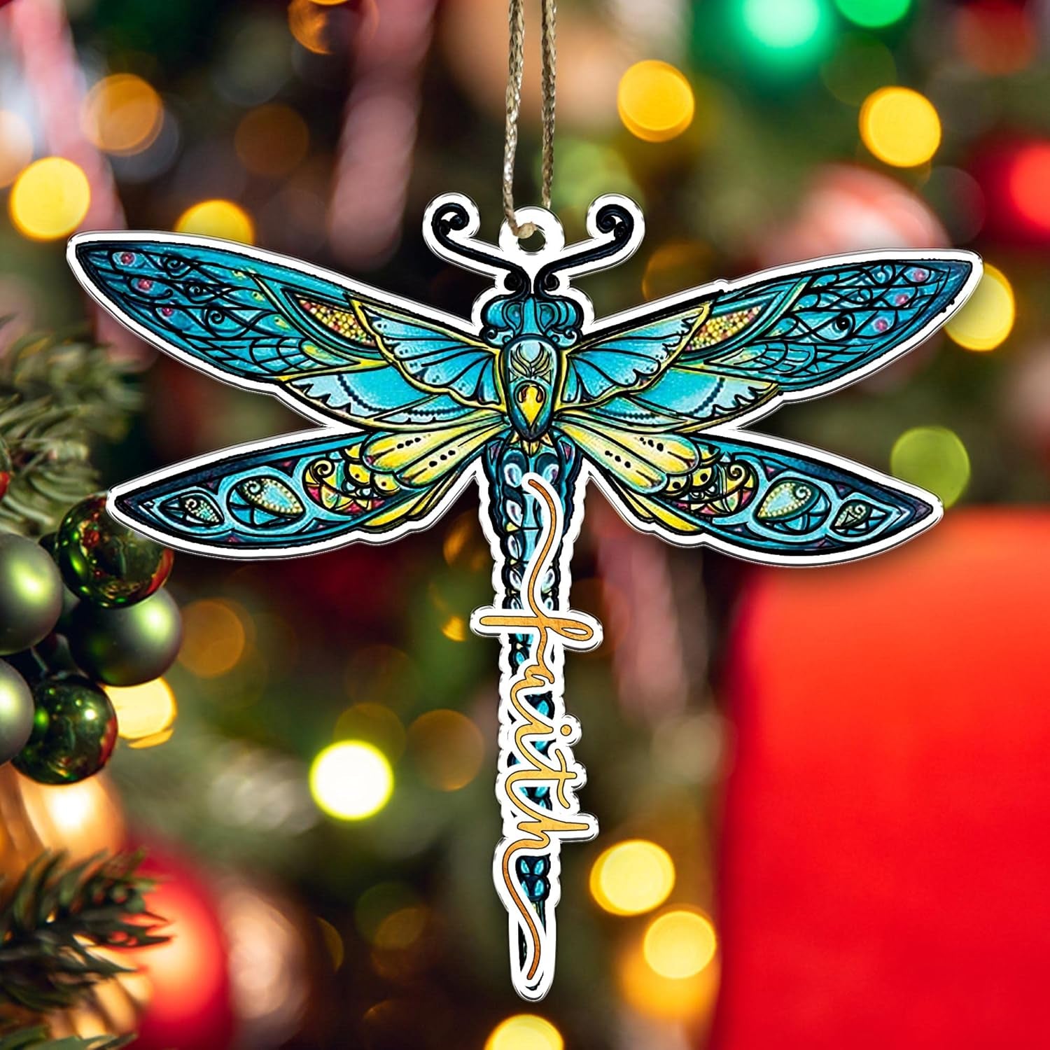 1 Pcs 2 Side Printed - Dragonfly Christmas Tree Hanging Ornaments - Mother'S Day - Father'S Day - Birthday Gifts for Dragonfly Lovers - Car Hanging Ornaments Dragonfly 5