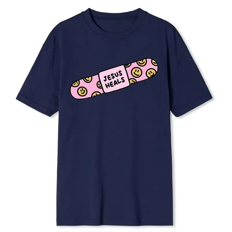 Kawaii Jesus Bandage Print Modal T Shirt Fashion Casual Men Women Cotton Short-Sleev Humor O-Neck Cool Shirt