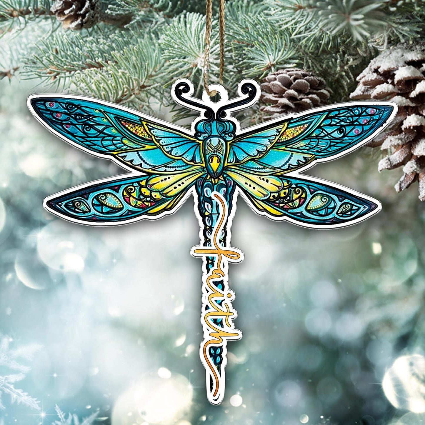 1 Pcs 2 Side Printed - Dragonfly Christmas Tree Hanging Ornaments - Mother'S Day - Father'S Day - Birthday Gifts for Dragonfly Lovers - Car Hanging Ornaments Dragonfly 5