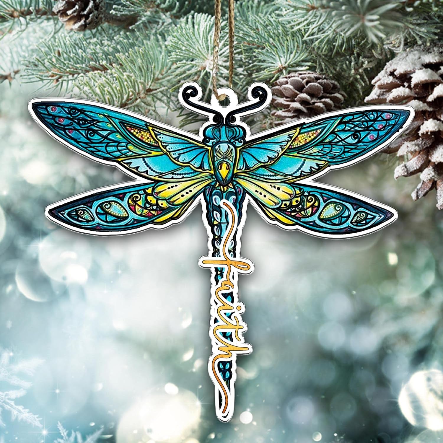 1 Pcs 2 Side Printed - Dragonfly Christmas Tree Hanging Ornaments - Mother'S Day - Father'S Day - Birthday Gifts for Dragonfly Lovers - Car Hanging Ornaments Dragonfly 5