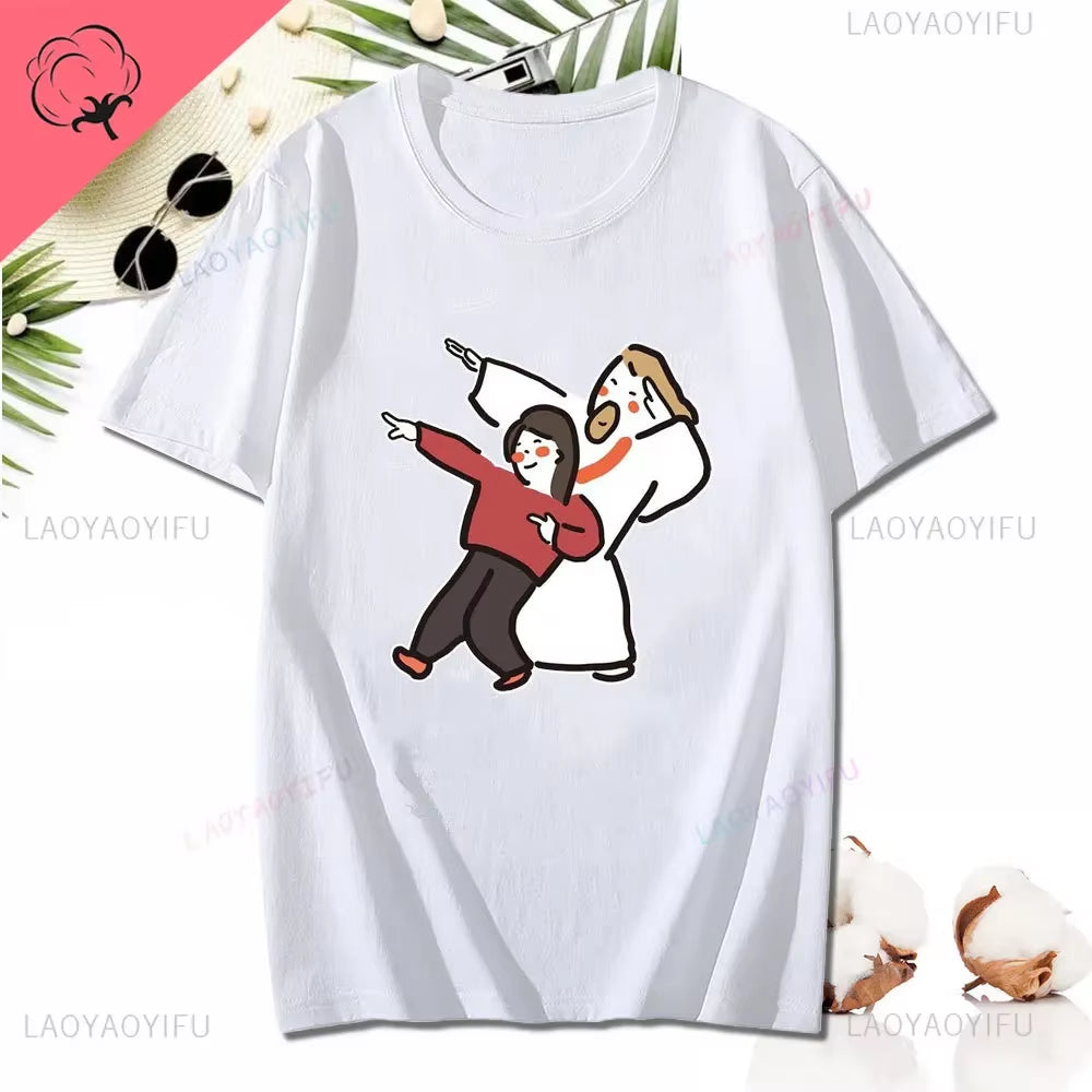 Kawaii Jesus Bandage Print Modal T Shirt Fashion Casual Men Women Cotton Short-Sleev Humor O-Neck Cool Shirt