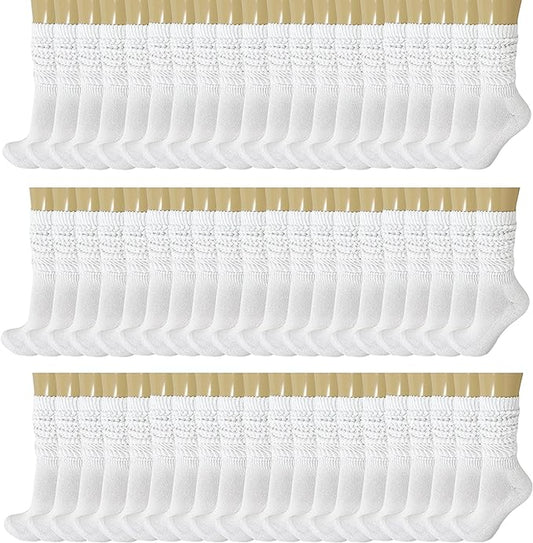 120 Pairs Extra-Long Heavy Slouch Socks – Women'S Shoe Size 5-10, Cotton Blend, Retro 80S Style