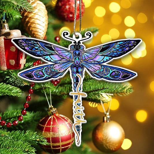 1 Pcs 2 Side Printed - Faith Jesus Tree Ornament Dragonfly Hanging Ornaments Christian Lovers Gifts Mother'S Day Father'S Birthday for Car