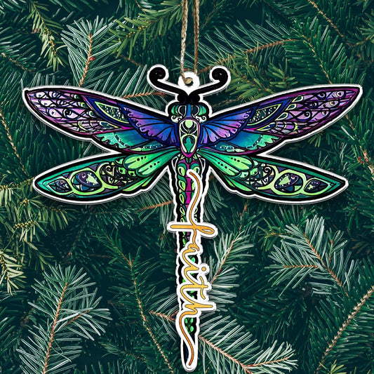 Faith Jesus Christmas Tree Ornament - Dragonfly Hanging Ornaments Christian Lovers Gifts Mother'S Day Father'S Birthday for Car