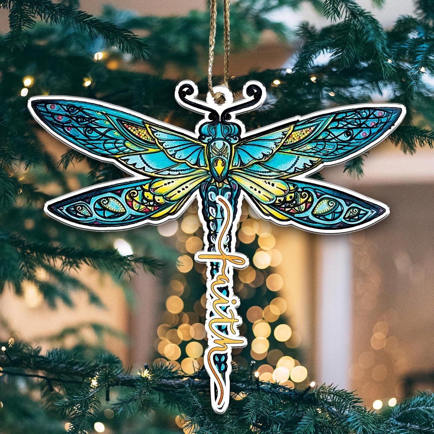 1 Pcs 2 Side Printed - Dragonfly Christmas Tree Hanging Ornaments - Mother'S Day - Father'S Day - Birthday Gifts for Dragonfly Lovers - Car Hanging Ornaments Dragonfly 5